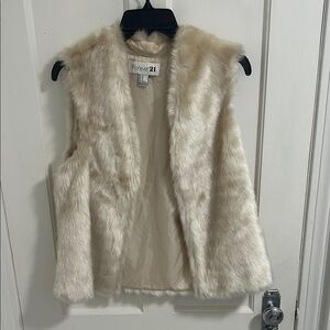Forever 21 Cream Faux Fur Vest